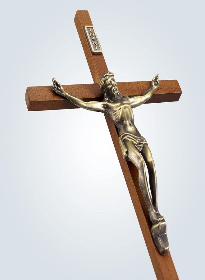 ACHIBANG Crucifix Wall Cross Catholic - 10" Wooden Jesus Cross with INRI for Wall or Easter Decor, Christian Gift for Faithful Home - Image 2
